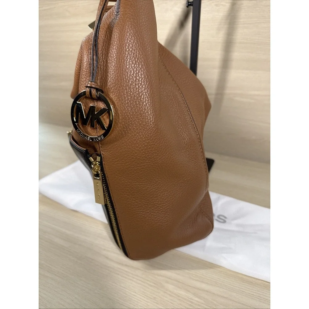 Michael Kors Addie Large Logo Hobo Shoulder Bag Two Tone Black & Brown‎